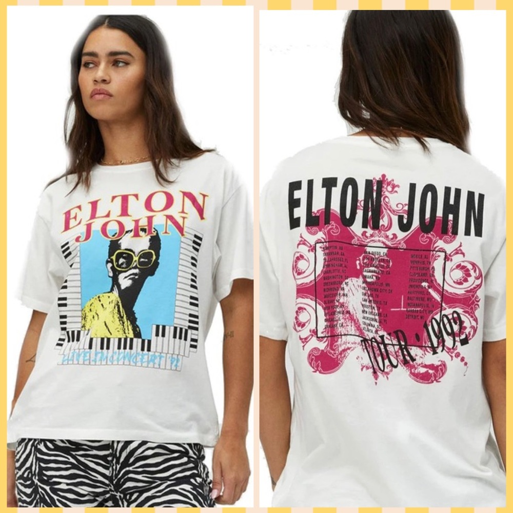 Daydreamer Elton John NWT Live in Concert '92 Boyfriend Tee Size S $75 Retail